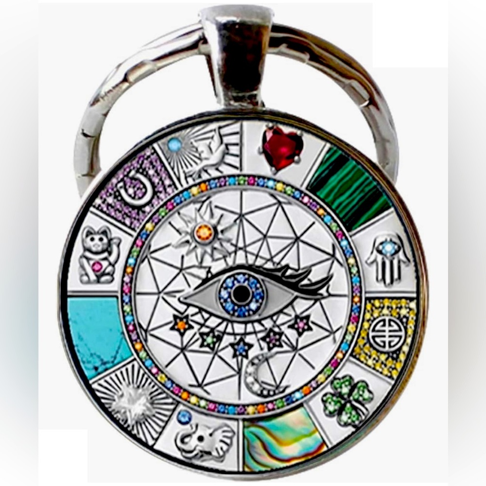 🆕 Amulet Magical Lucky Symbols Keychain Metal Key Chain